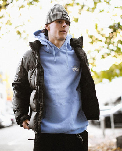 Stussy - Graffiti LCB Hood - Powder Blue Hoodies Stussy   