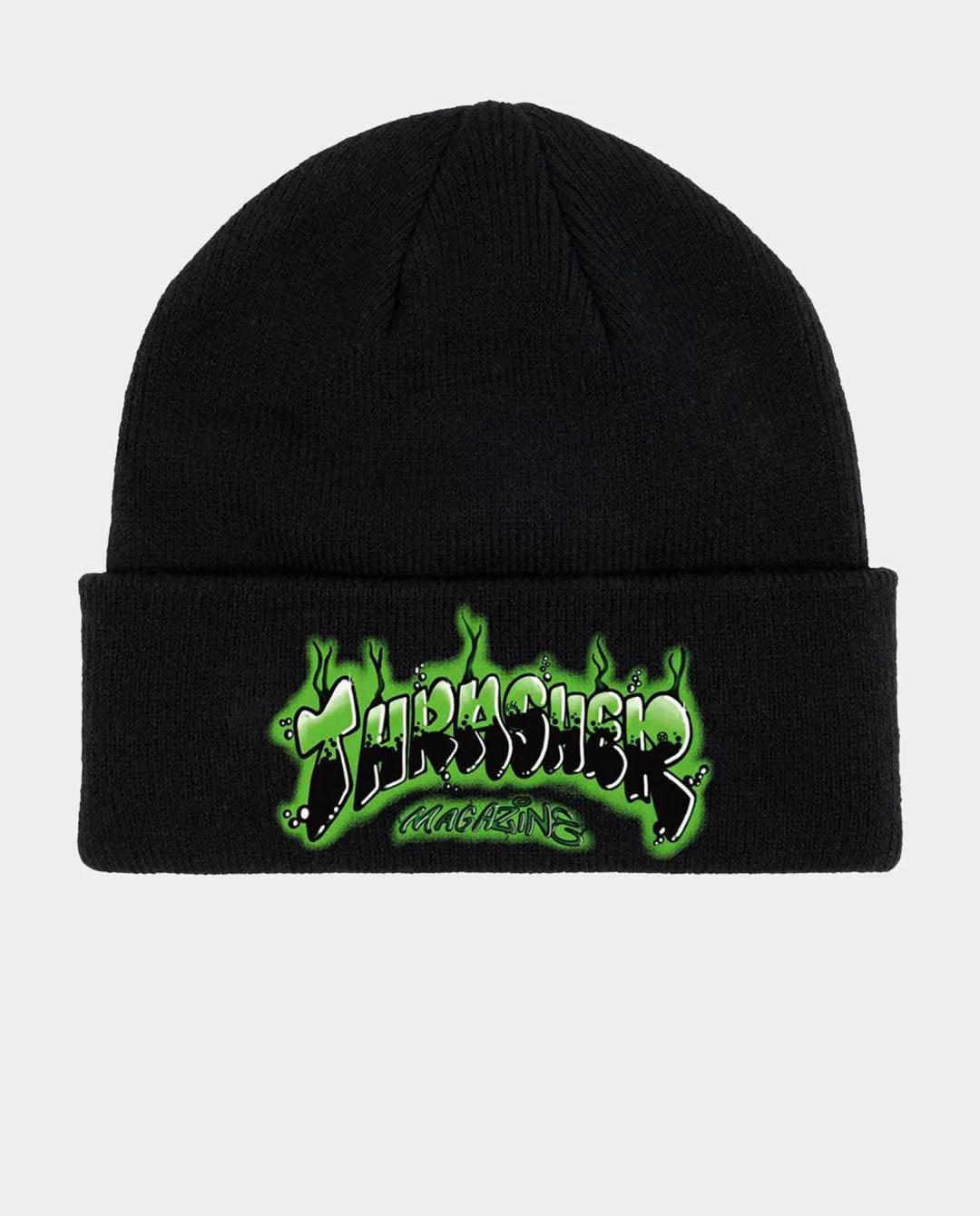 Thrasher - Airbrush Patch Beanie - Black Beanie Thrasher   