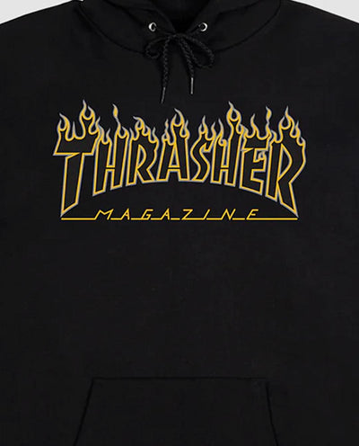 Thrasher - Flame Logo Hood - Black Hoodies Thrasher   