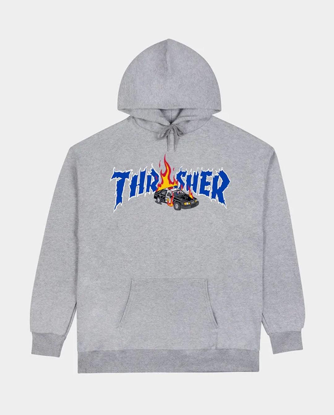 Thrasher - Neckface Cop Car Hood - Grey Hoodies Thrasher   