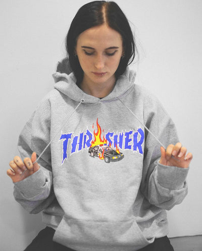 Thrasher - Neckface Cop Car Hood - Grey Hoodies Thrasher   