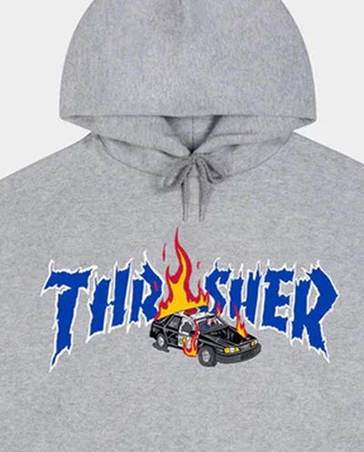 Thrasher - Neckface Cop Car Hood - Grey Hoodies Thrasher   