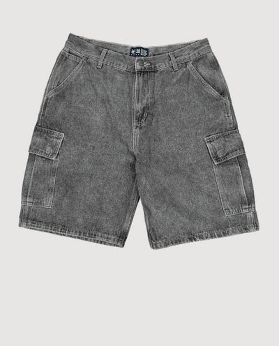 Vic - Cargo Jean Shorts - Grey Stone Shorts Vic   