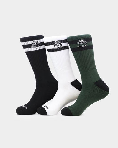 Dickies - Wired Sock 3 Pack - Black / White / Green Socks Dickies   