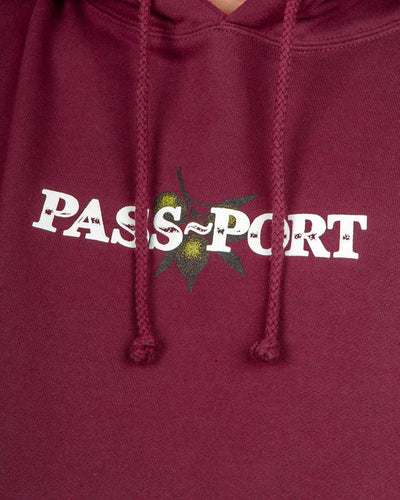 Pass~Port - Olive Puff Print Hoodie - Maroon Hoodies Pass~Port   